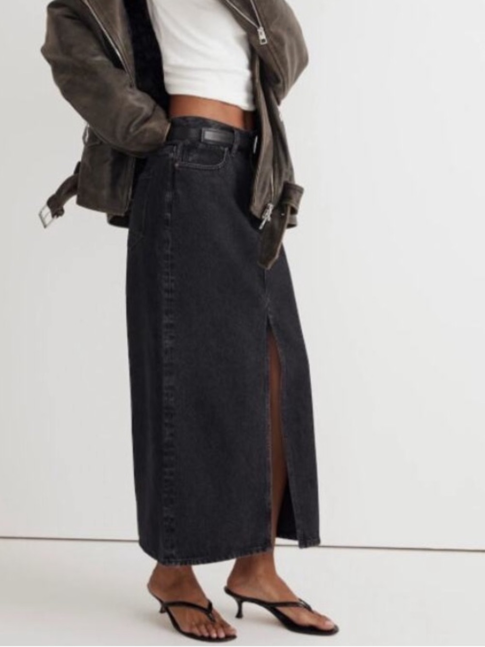 ❤️… Madewell Denim Mid-Rise Maxi Skirt in Lunar Wash $98